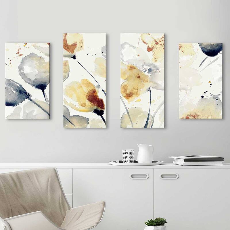 "Autumn Abstract Floral" Print on Canvas Set of 4 Bed Bath & Beyond 36666884